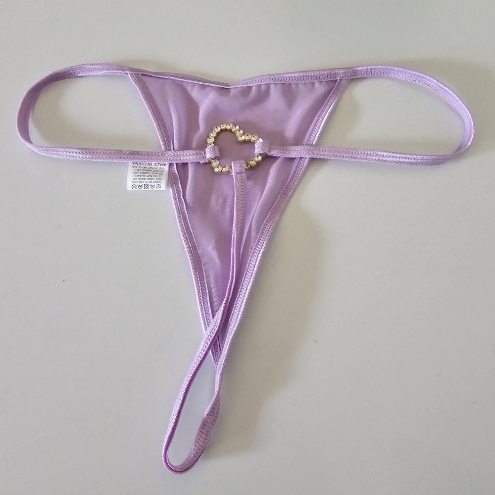 Sexy sheer Lilac v string thongs - Picture 4 of 7